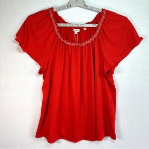 Max Studio London Flowy Top Womens 2X Orange Boho Stretchy Flutter Sleeves New